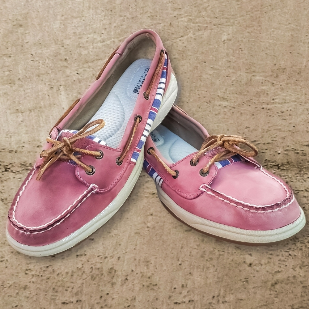 Sperry Unisex Leather Boat Shoes w/Stripes